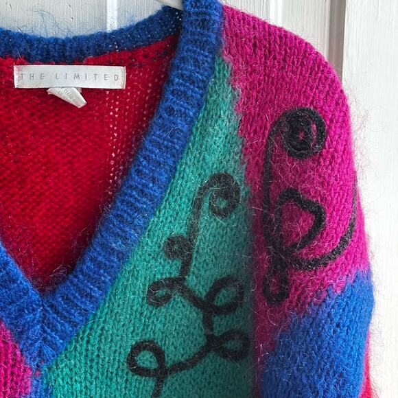 Vintage 90s The Limited Geometric Mohair Sweater - Picture 4 of 11